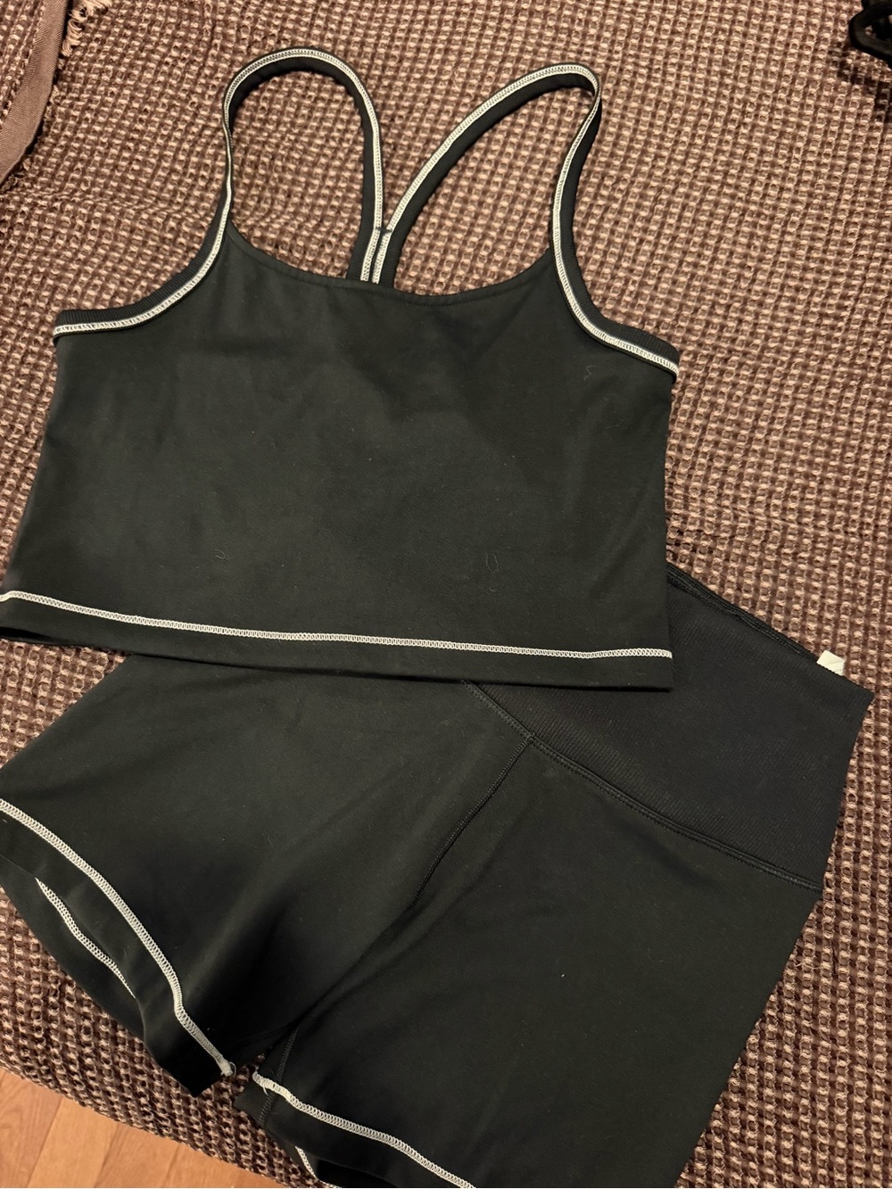 Nike Black Contrast-Stitch Crop Tank & Shorts Set - Women
